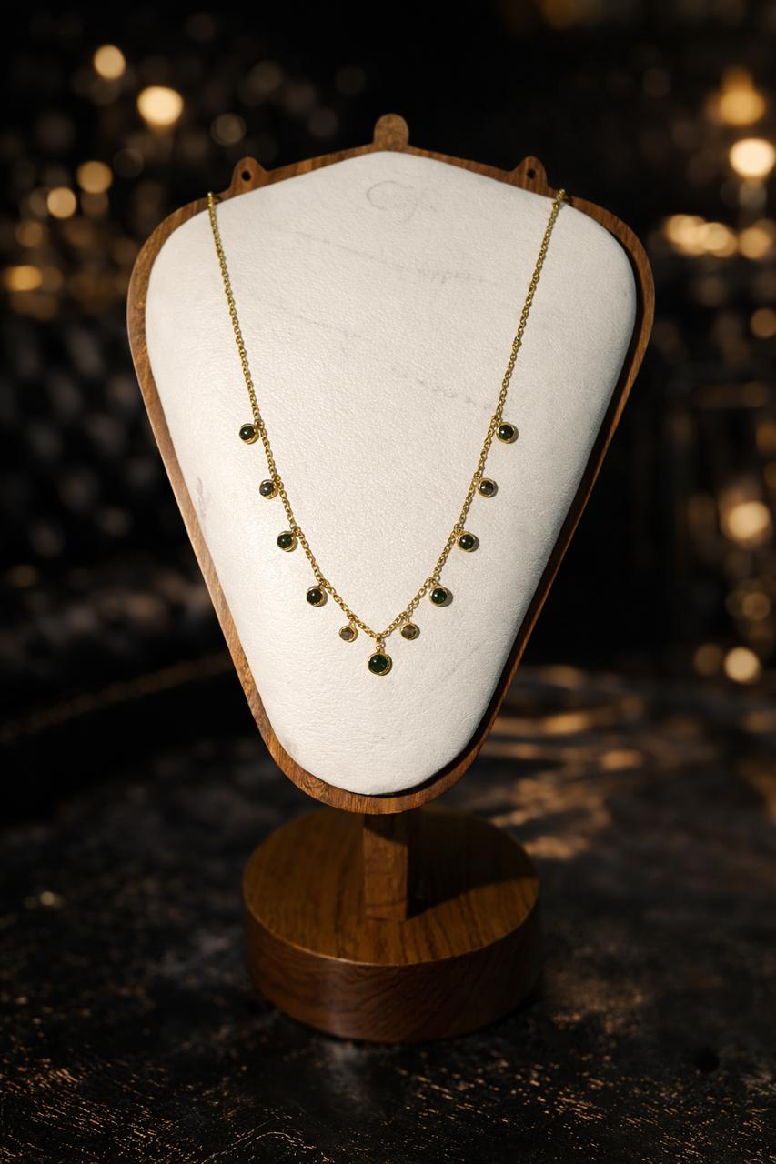 Midnight Emerald Charm Necklace